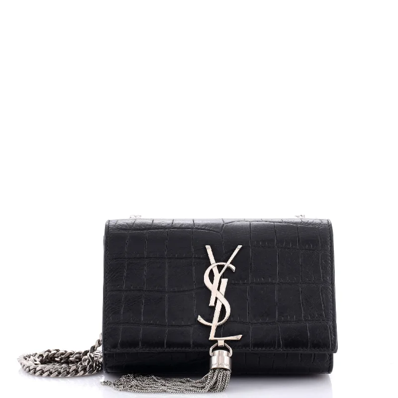 Cyber Monday Discounts On Bags Classic Monogram Tassel Crossbody Bag Crocodile Embossed Leather Small