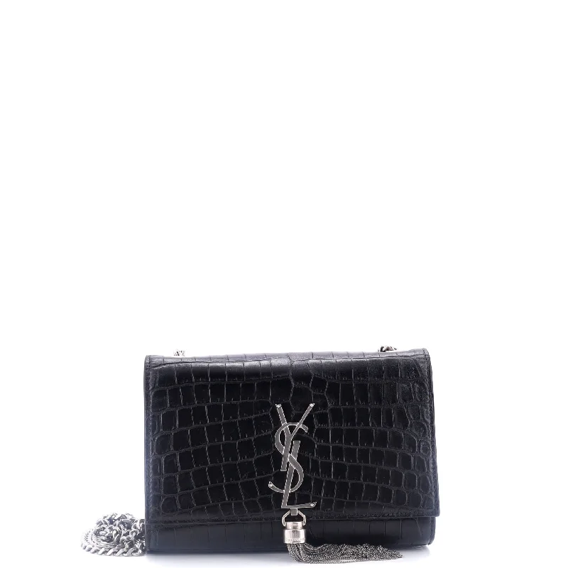 Bags With Discounts Classic Monogram Tassel Crossbody Bag Crocodile Embossed Leather Small