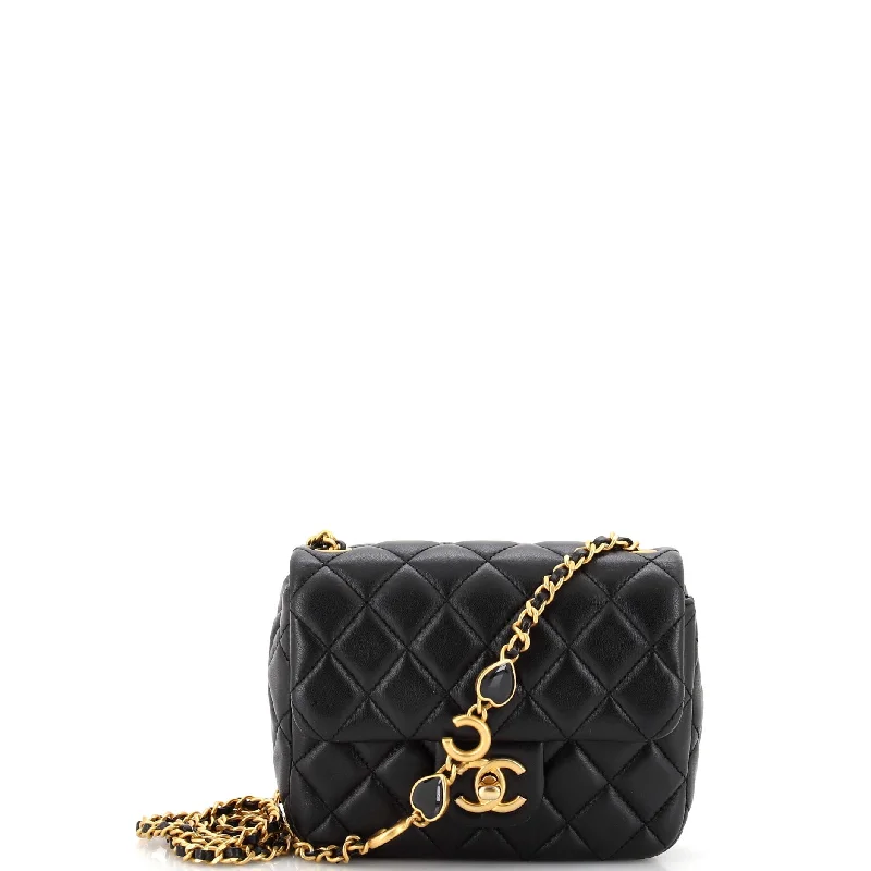 Limited-Time Offer On Trendy Bags Coco de Toi Heart Chain Square Flap Bag Quilted Lambskin Mini