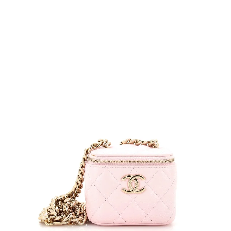 Bags For Minimalist And Functional Design Coco Enamel Strap Vanity Case with Chain Quilted Lambskin Mini