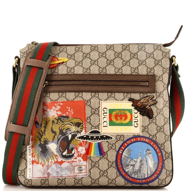 Black Friday Deals On Stylish Handbags Courrier Zip Messenger GG Coated Canvas with Applique Medium