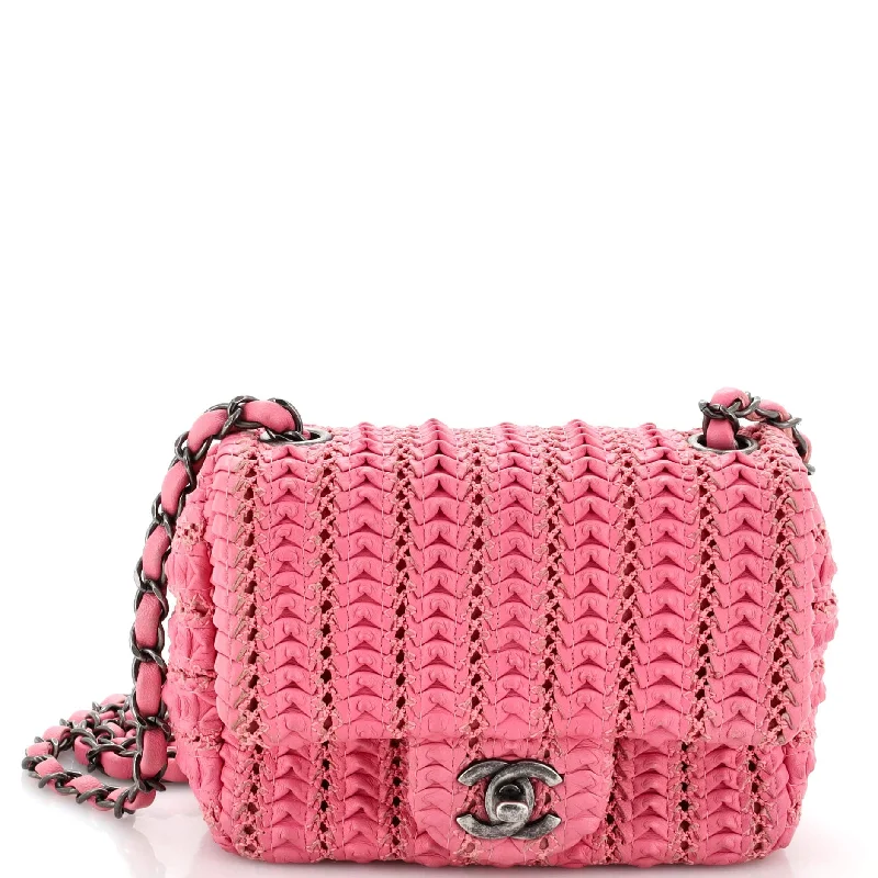 Chic Bags For Office Professionals And Urban Dwellers Crochet Flap Bag Lambskin Small