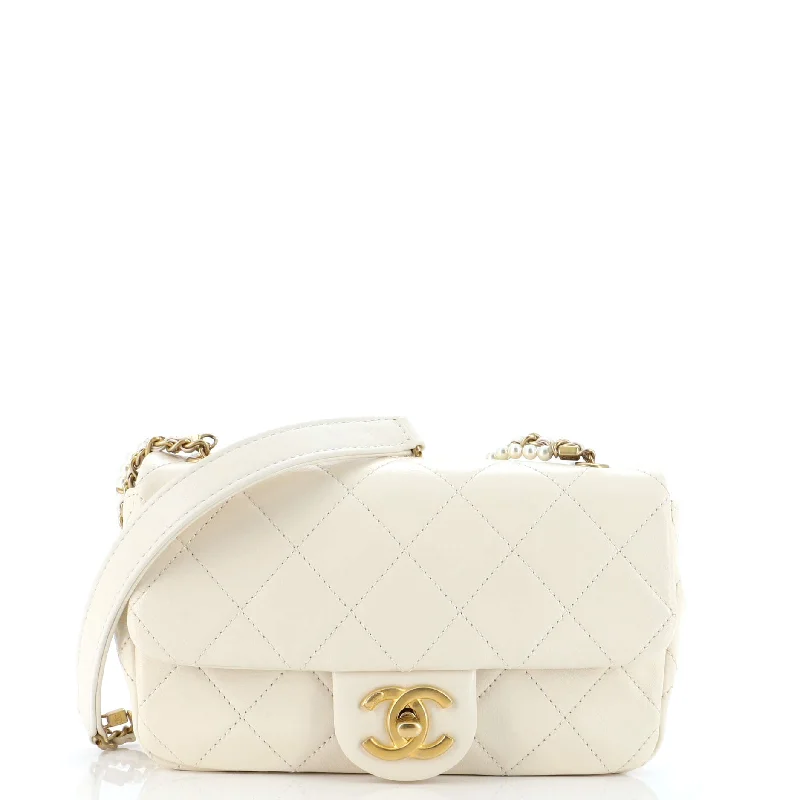 Affordable Bags For Budget Shoppers Crystal Pearls Chain Flap Bag Quilted Calfskin Small