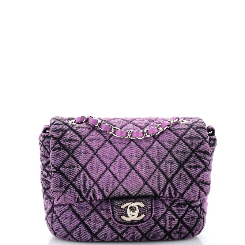 Black Friday Deals On Stylish Handbags Denimpression Flap Bag Quilted Distressed Denim Small