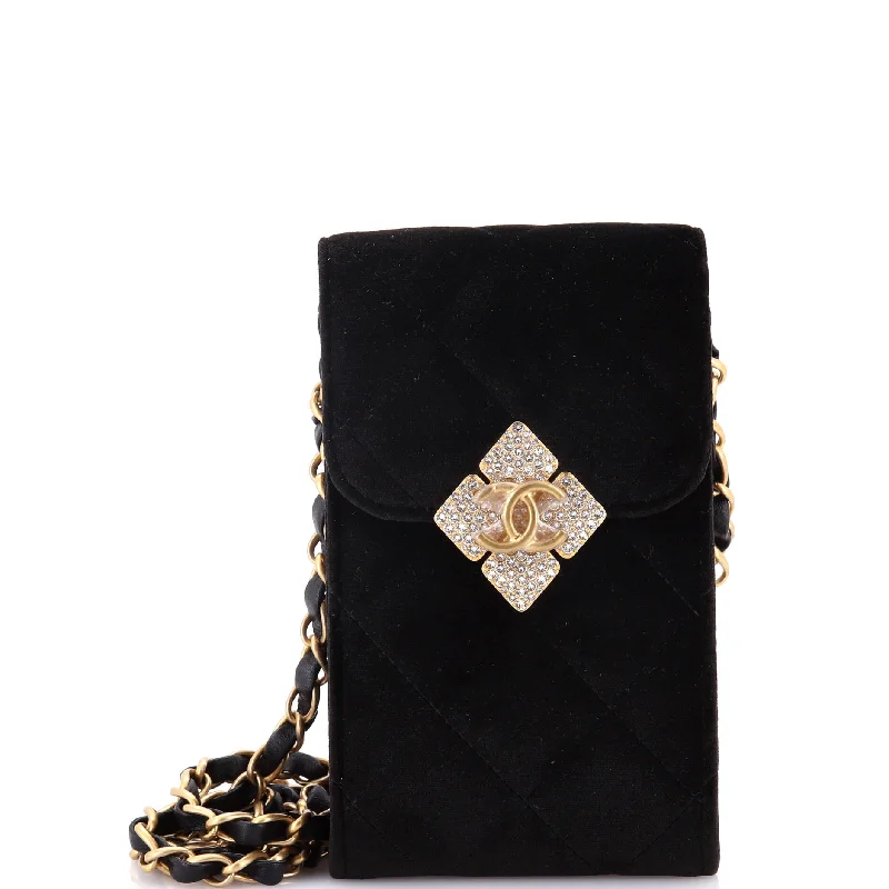 Handbag For Women Diamond Lock CC Phone Holder with Chain Quilted Velvet with Crystals