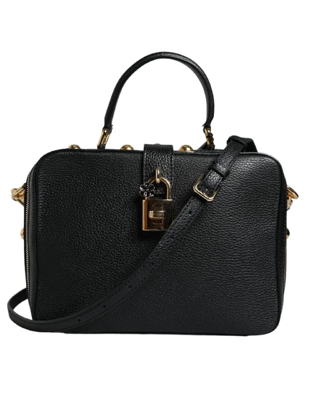 Bags With Seasonal Sales Dolce & Gabbana Black Calfskin Leather Welcome Handbag Bag