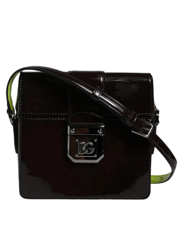 Bags For Sporty And Athletic Styles Dolce & Gabbana Black Glossy Leather Crossbody Shoulder Bag