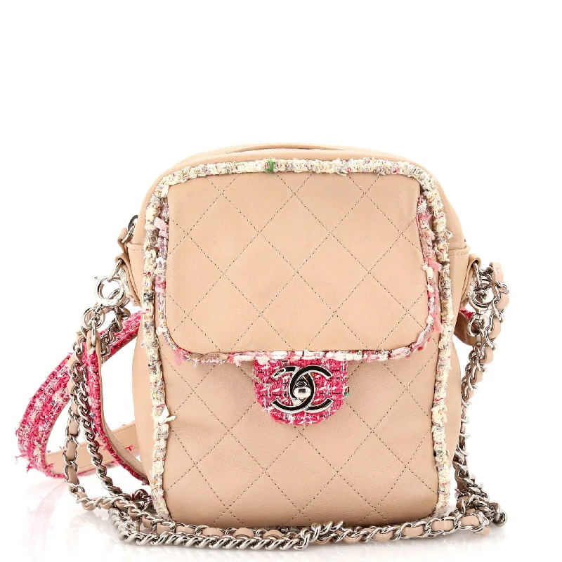 Everyday Bags For Work, School, Or Errands Elegant Trim Single Flap Bag Quilted Lambskin with Tweed Vertical