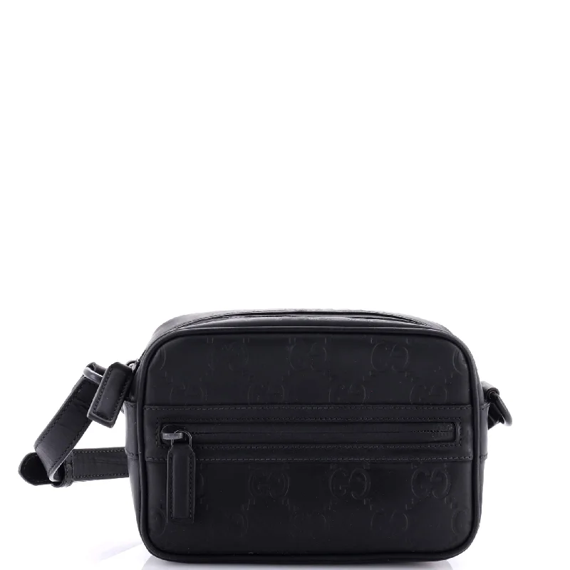 Luxury Bags For Working Professionals Front Zip Crossbody GG Rubber Effect Leather Mini