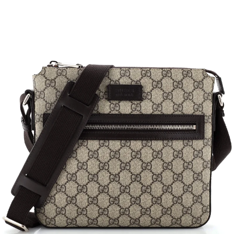 Compact Bags For Minimalist Travelers Front Zip Messenger GG Coated Canvas Medium