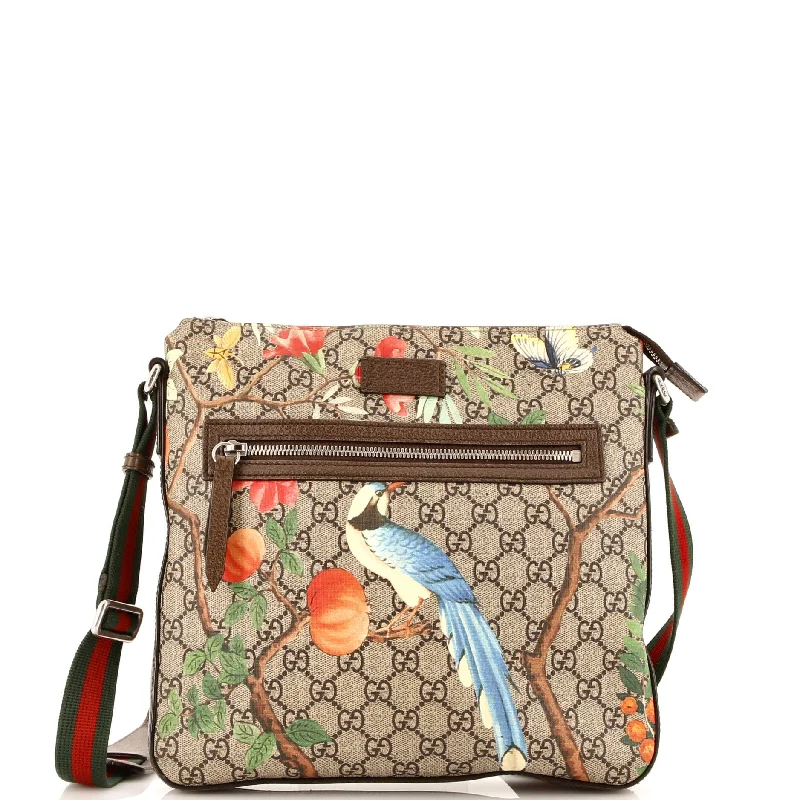 Cozy Handbags With Clearance Prices Front Zip Messenger Tian Print GG Coated Canvas Medium