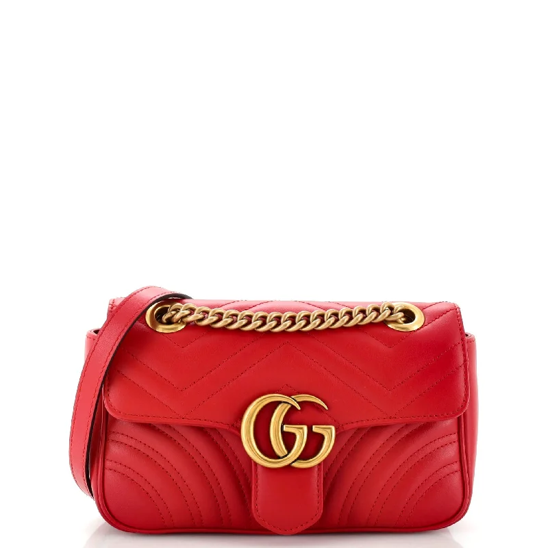 Bags With Tsa-Approved Features GG Marmont Flap Bag Matelasse Leather Mini