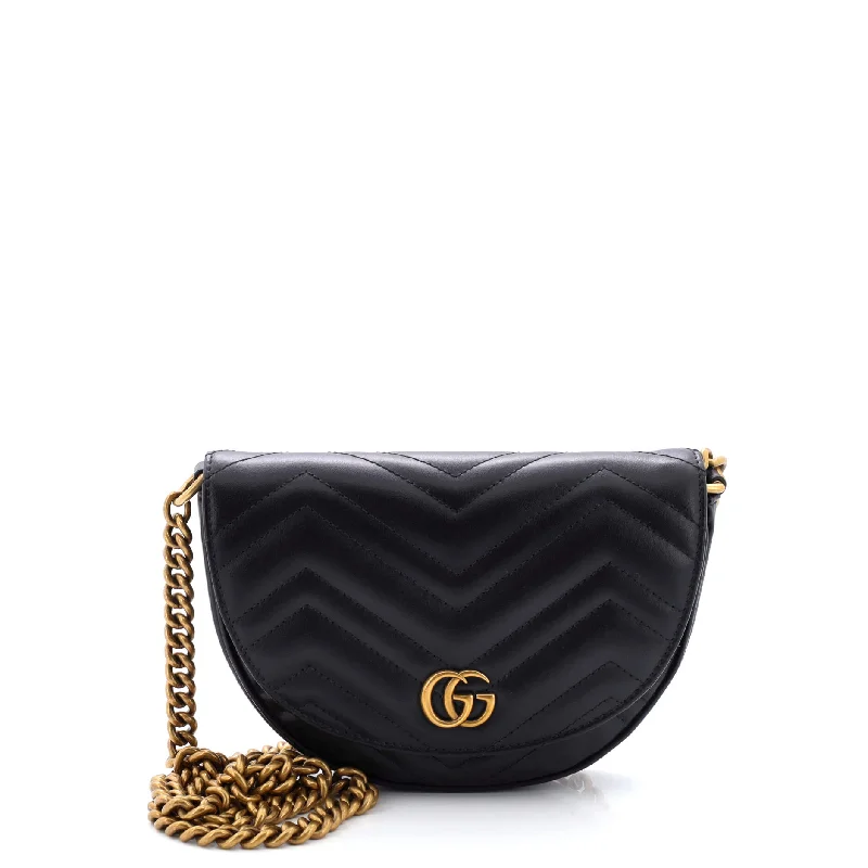 Trendy Bags For Sales GG Marmont Half Moon Flap Crossbody Bag Matelasse Leather Mini