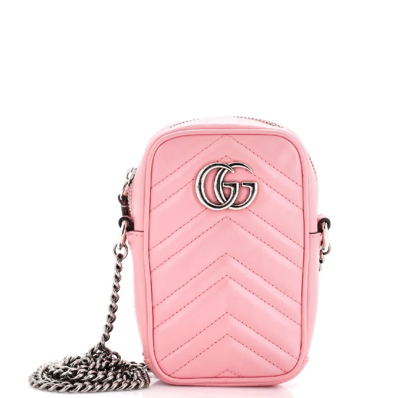 Luxury Bags For Working Professionals GG Marmont Vertical Phone Crossbody Bag Matelasse Leather Mini