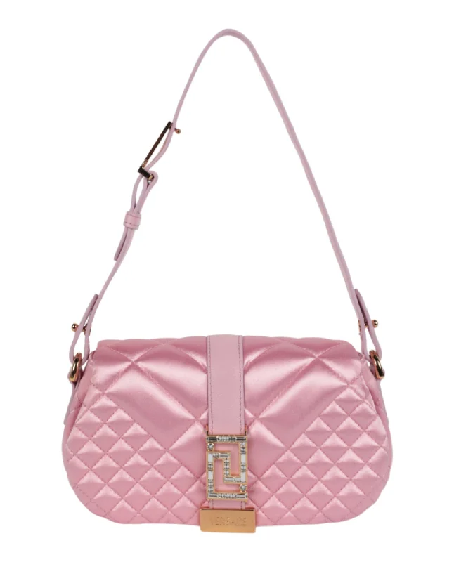 Luxury Bags Greca Goddess  Quilted Satin Shoulder Bag