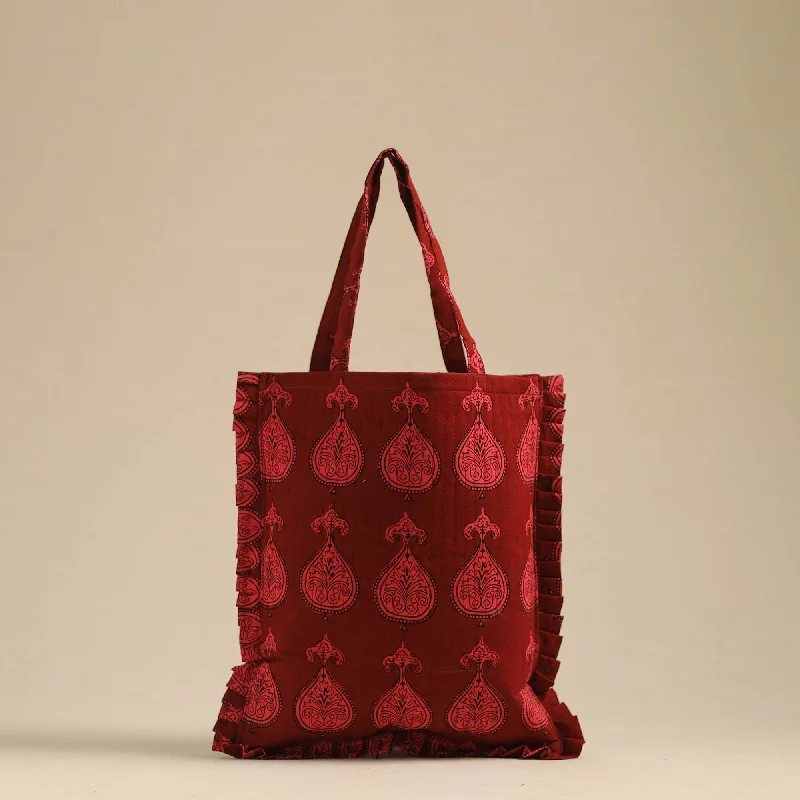 Trendy Bags For Sales Handcrafted Cotton Frill Jhola Bag 17