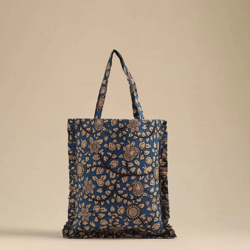 Trendy Festival Bags With Limited-Time Offers Blue - Handcrafted Cotton Frill Jhola Bag 46