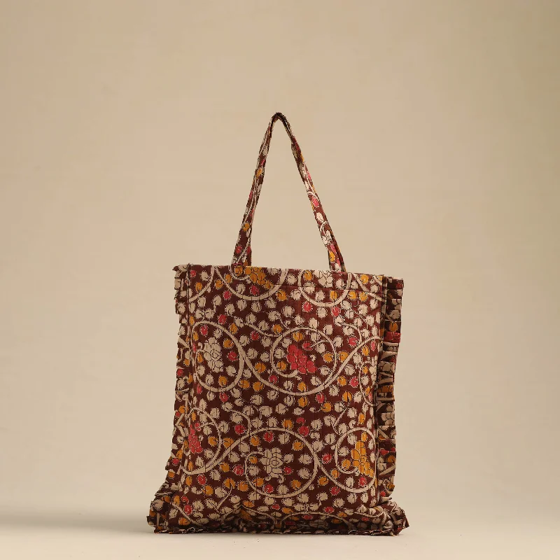 Inspired Bags For Affordable Luxury Brown - Handcrafted Cotton Frill Jhola Bag 61