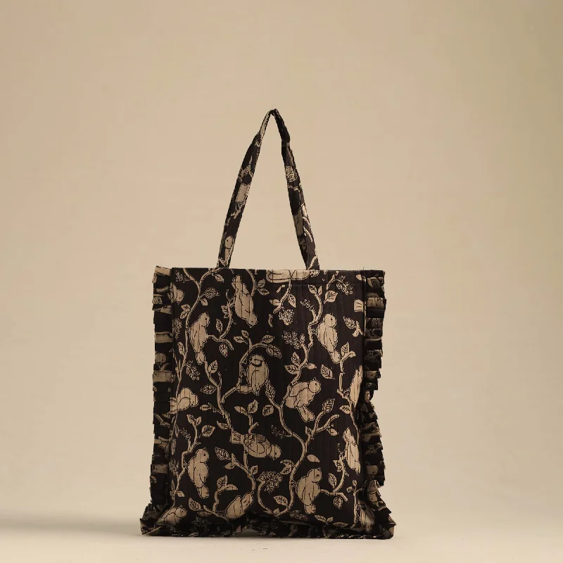 Luxury Bags On Sale Black - Handcrafted Cotton Frill Jhola Bag 63