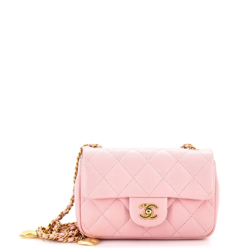 Lightweight Bags With Clearance Prices Heart Charms Flap Bag Quilted Lambskin Mini
