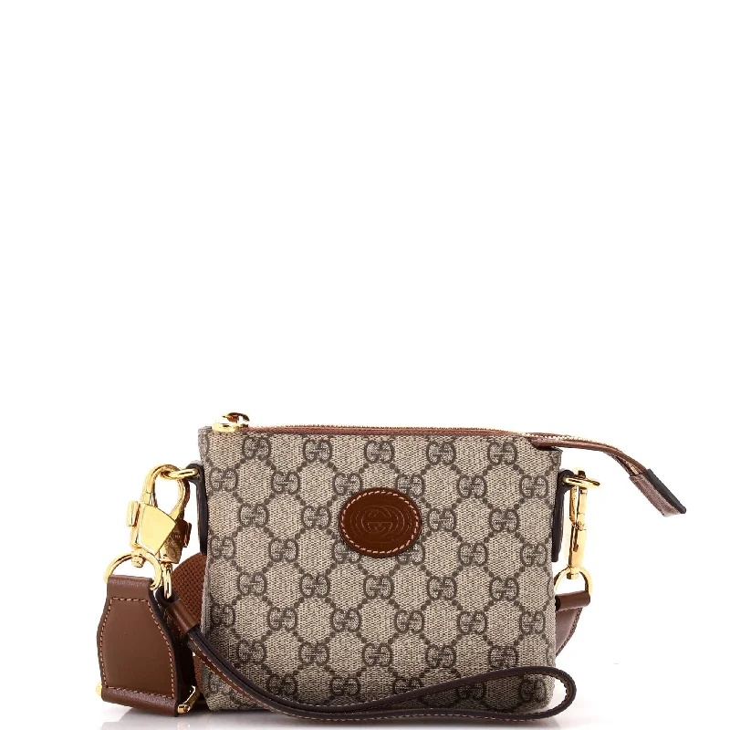 Bags With Seasonal Sales Interlocking G Patch Wristlet Messenger Bag GG Coated Canvas Mini