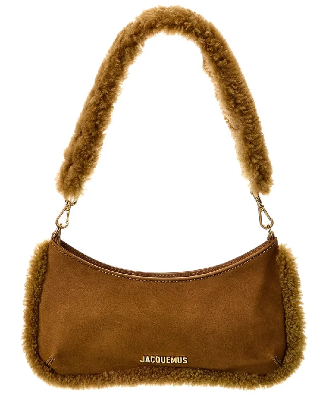 Luxury Bags With Premium Materials And Craftsmanship Jacquemus Le Bisou Suede & Shearling Shoulder Bag