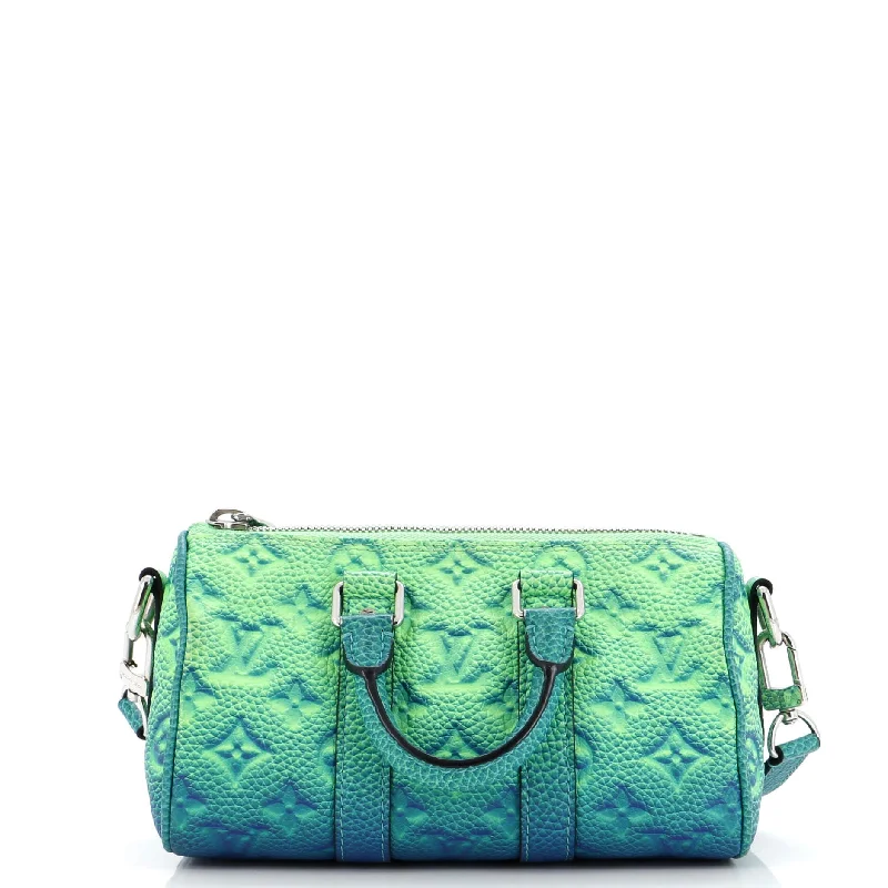 Black Friday Deals On Stylish Handbags Keepall Bandouliere Bag Limited Edition Illusion Monogram Taurillon Leather XS