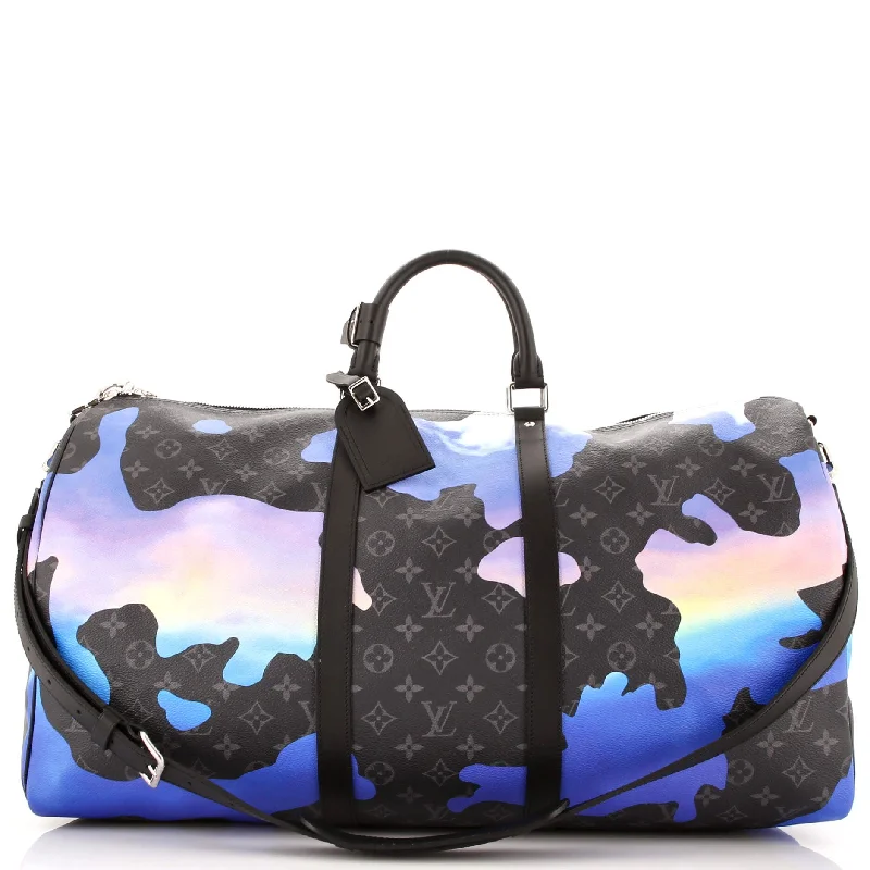 Stylish Bags With Discounts Keepall Bandouliere Bag Sunset Monogram Eclipse Canvas 55