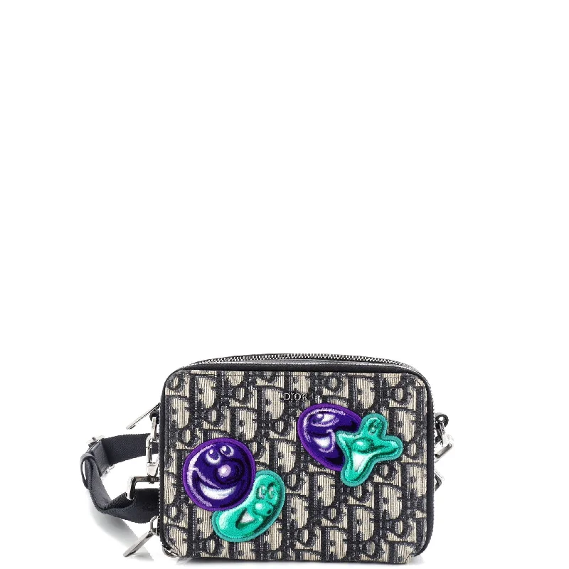 Bold Fashionistas Kenny Scharf Double Zip Crossbody Pouch Oblique Canvas with Applique