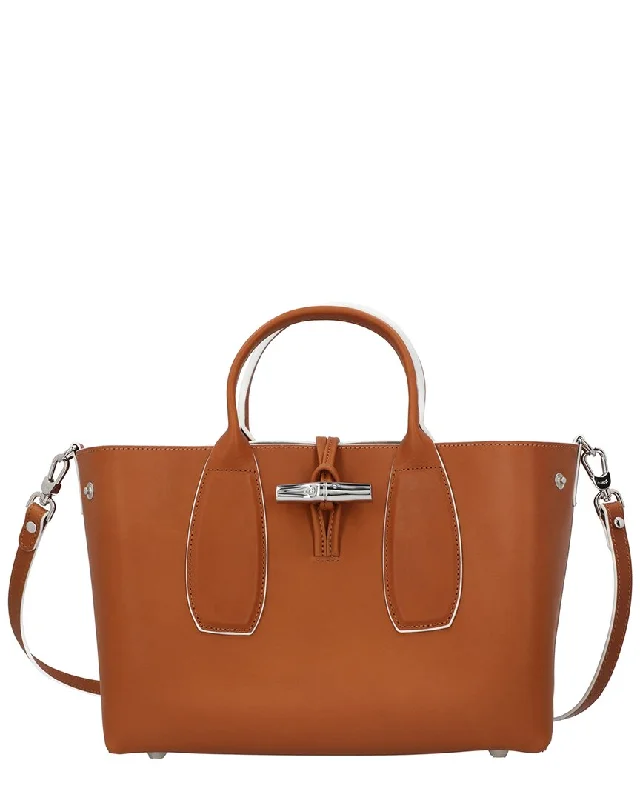 Bold Fashionistas Longchamp Le Roseau Medium Leather Handbag
