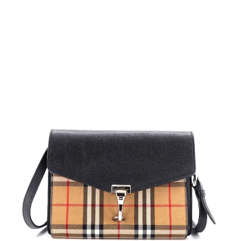 Designer-Inspired Bags At Budget-Friendly Prices Macken Crossbody Bag Leather and Vintage Check Canvas Small