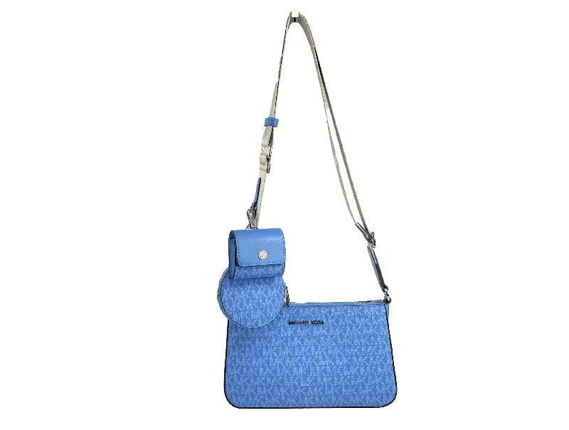 Glamorous Bags For Evening Events And Parties Michael Kors Jet Set Signature PVC Crossbody Tech Attachment Bag Purse Blue