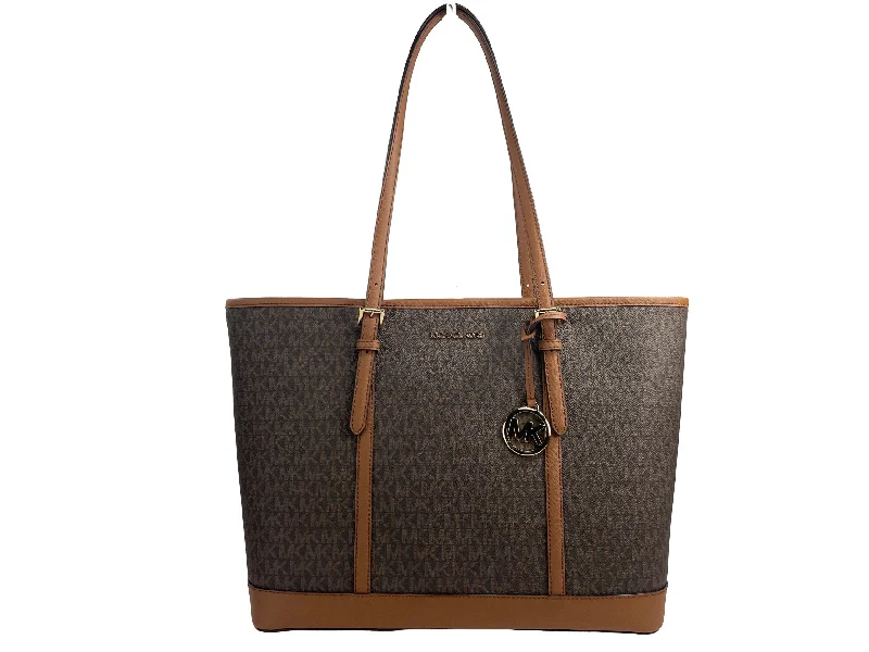 Luxurious Bags With Limited-Time Offers Michael Kors Jet Set Travel Large Brown Signature PVC TZ Shoulder Tote Handbag