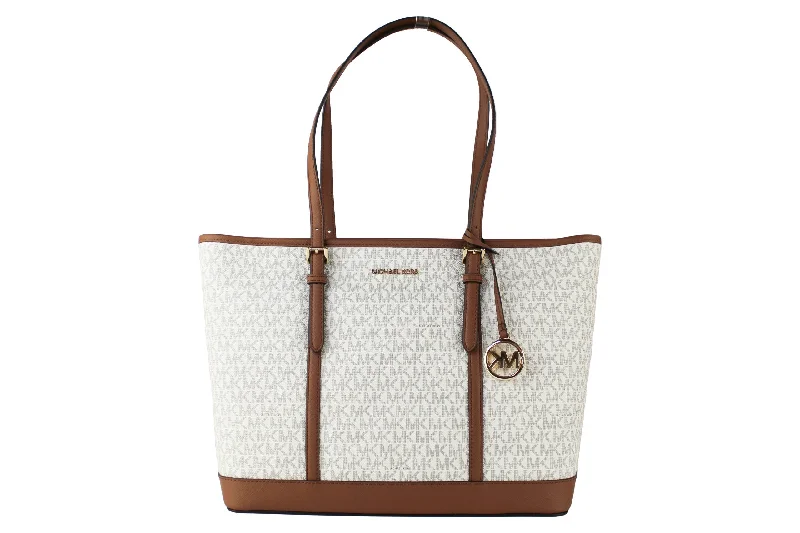 Scratch-Resistant And Luxury Sale Bags Michael Kors Jet Set Travel Large Vanilla Signature PVC TZ Shoulder Tote Handbag