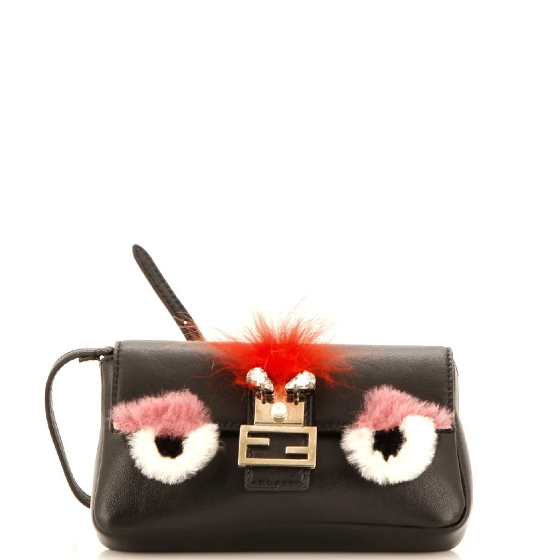 Luxury Bags On Sale Monster Baguette Leather and Fur Micro