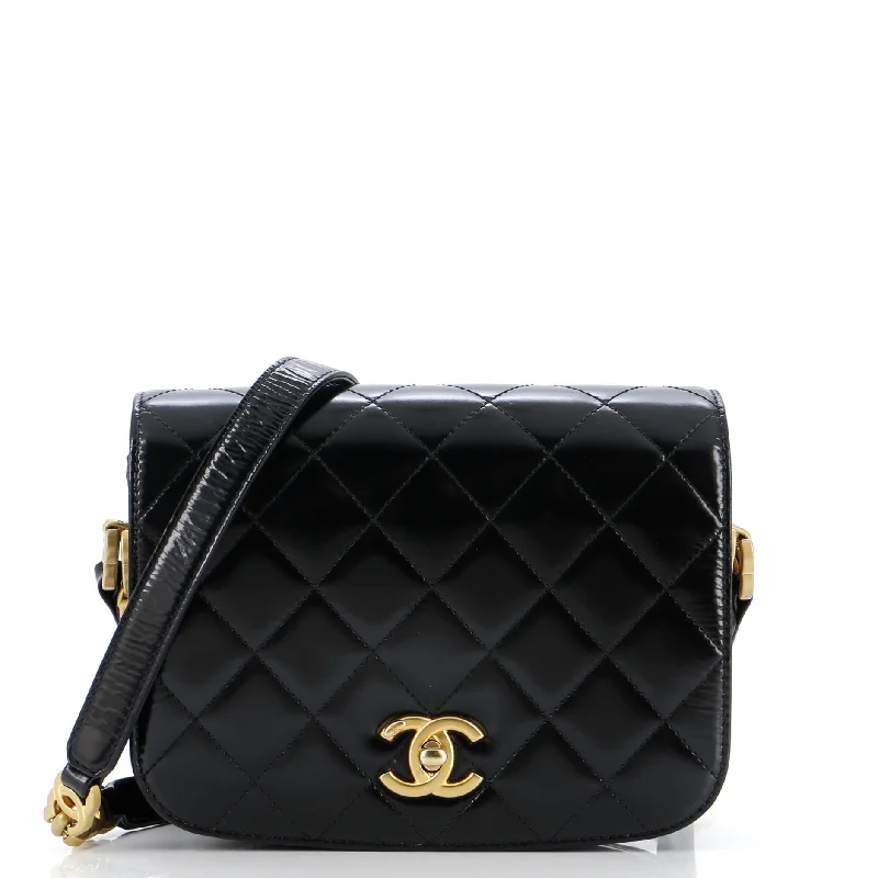 Luxury Bags On Sale My Sweet CC Full Flap Messenger Bag Quilted Shiny Calfskin with Suede Mini