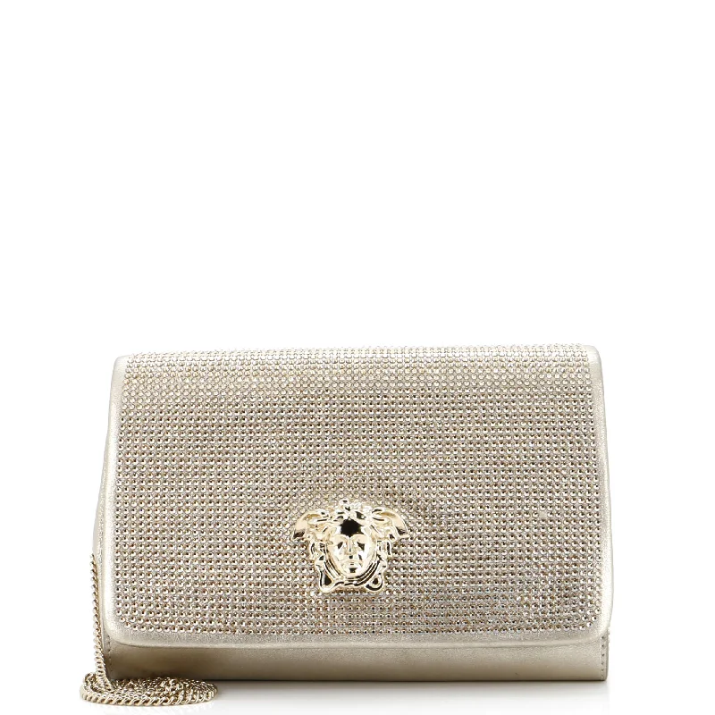 Eco-Friendly Bags With Discounts Palazzo Medusa Chain Crossbody Bag Crystal Embellished Leather