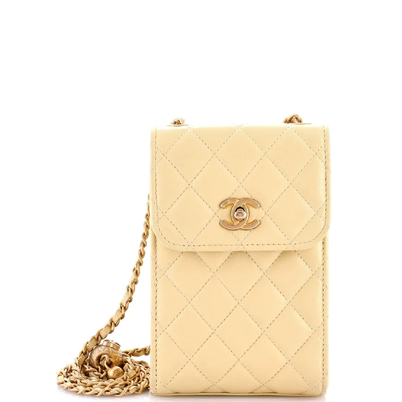 Office Professionals Pearl Crush Phone Holder Crossbody Bag Quilted Lambskin