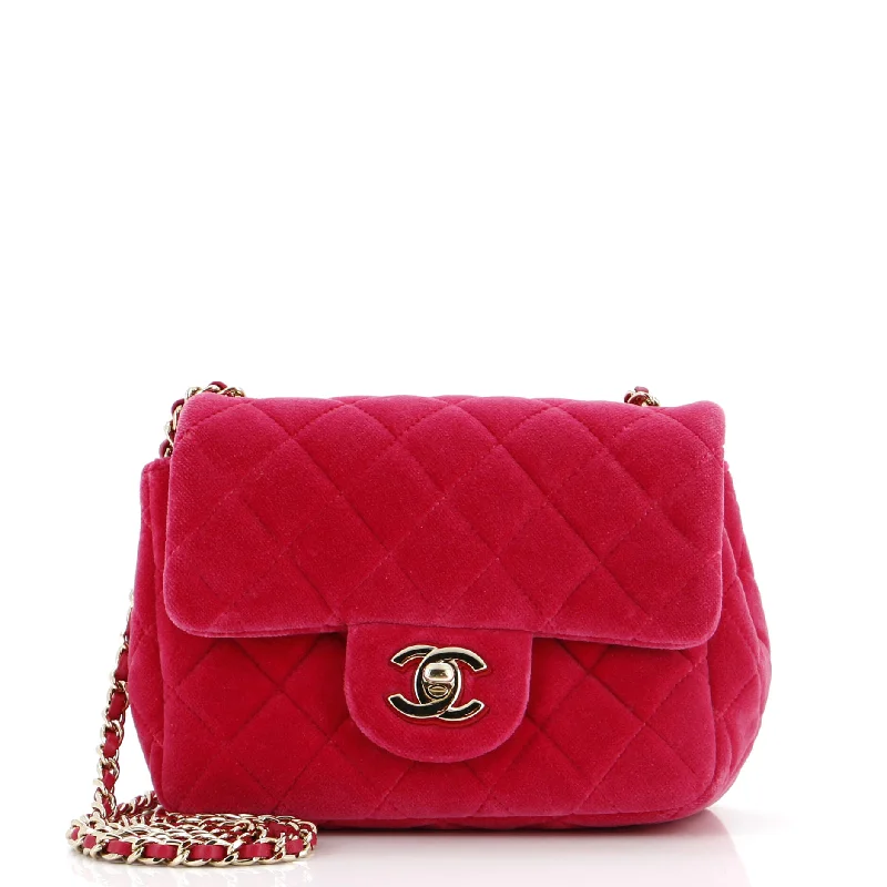 Eco-Friendly Bags With Promotions Pearl Crush Square Flap Bag Quilted Velvet with Crystal Detail Mini