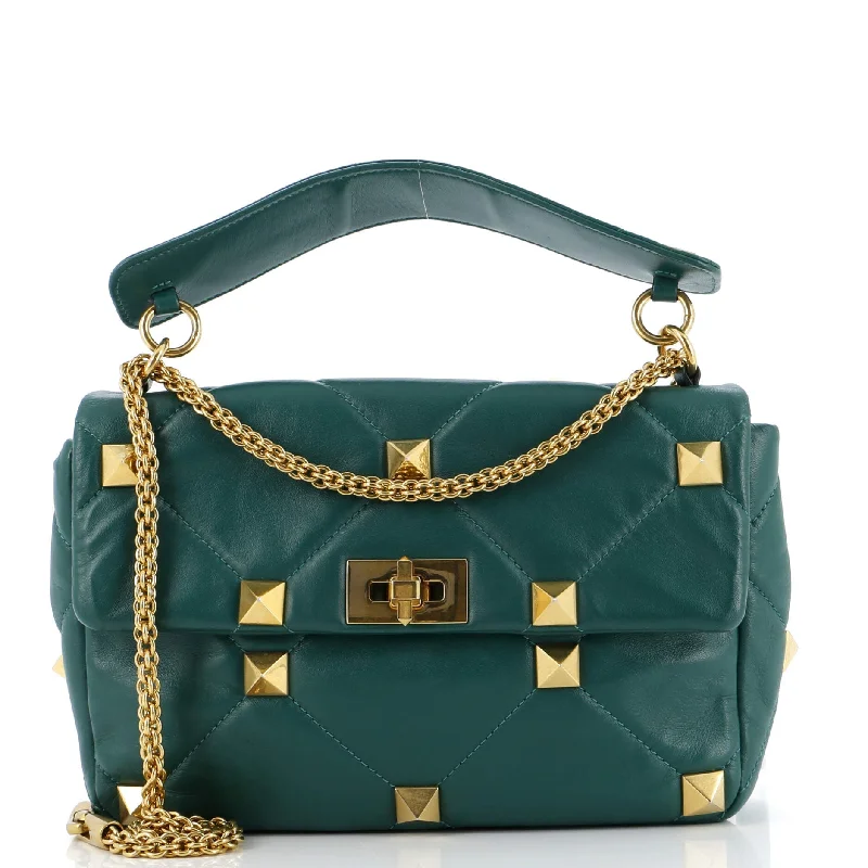 Sporty Bags For Active And Athletic Lifestyles Roman Stud Flap Bag Quilted Leather Large
