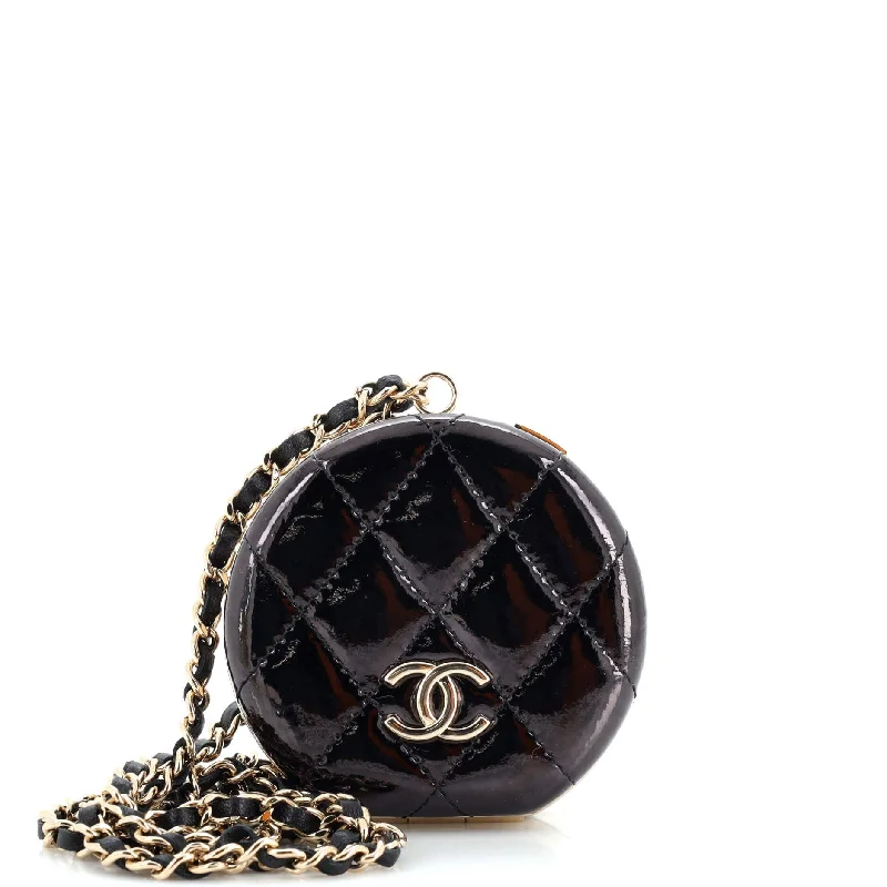 Trendy Festival Bags With Limited-Time Offers Round Mirror Chain Necklace Purse Quilted Patent