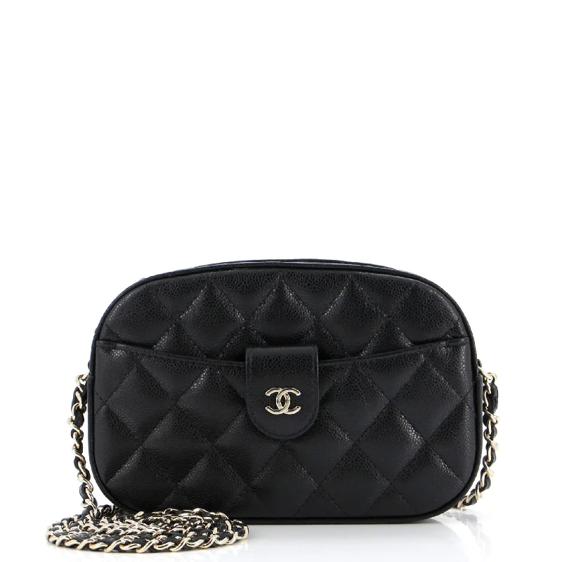 Vintage-Inspired Slip Pocket Camera Case Bag Quilted Caviar Mini