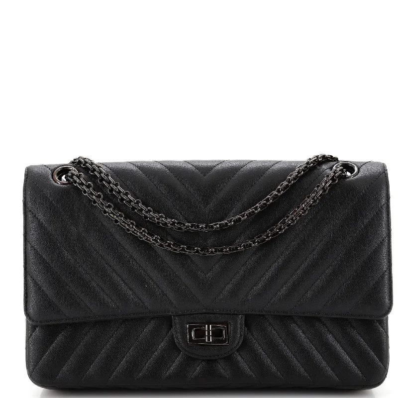 Designer Bags For Luxury Collectors So Black Reissue 2.55 Flap Bag Chevron Aged Calfskin 225