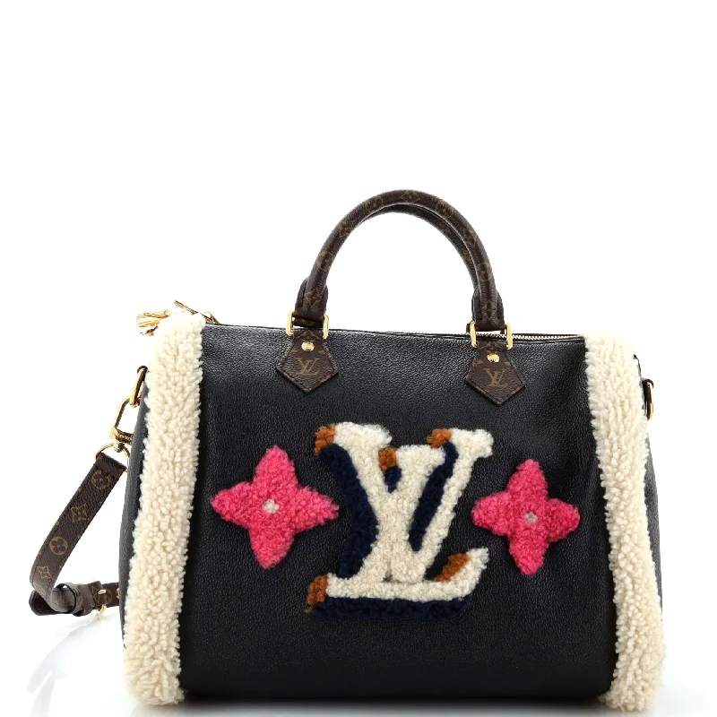 Affordable Bags For Budget Shoppers Speedy Bandouliere Bag Leather and Monogram Teddy Shearling 30
