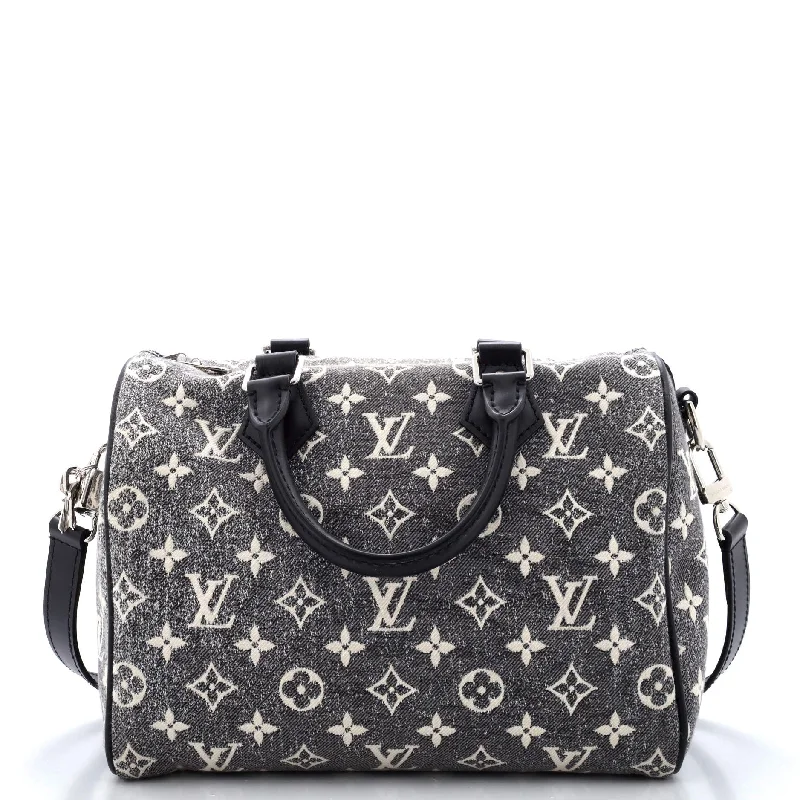 Compact Bags For Minimalist Travelers Speedy Bandouliere Bag Monogram Jacquard Denim 25