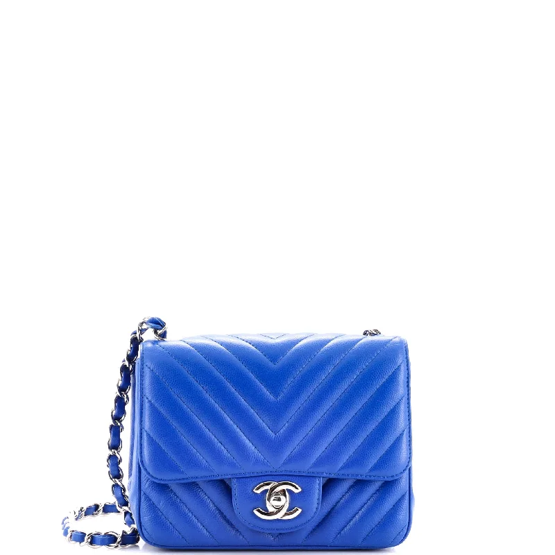 Inspired Bags For Modern Sophistication Square Classic Single Flap Bag Chevron Caviar Mini