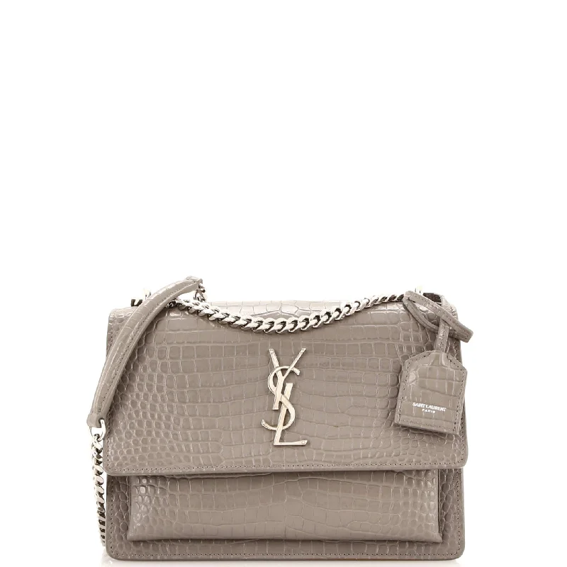 Bold Fashionistas Sunset Crossbody Bag Crocodile Embossed Leather Medium