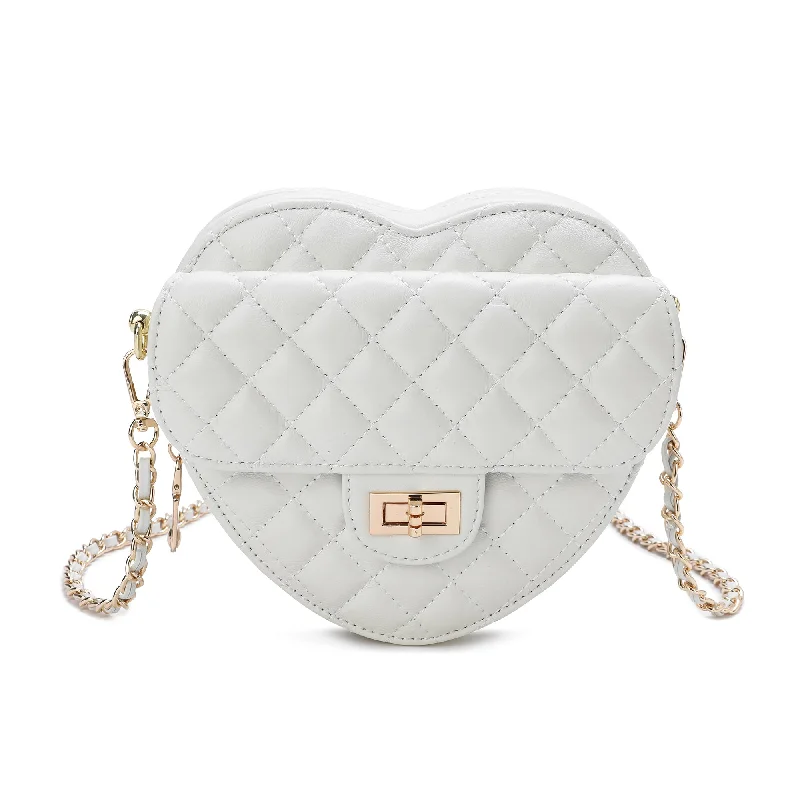 Black Friday Deals On Stylish Handbags Tiffany & Fred Quilted Sheepskin Heart-Shaped Crossbody Shoulder Bag