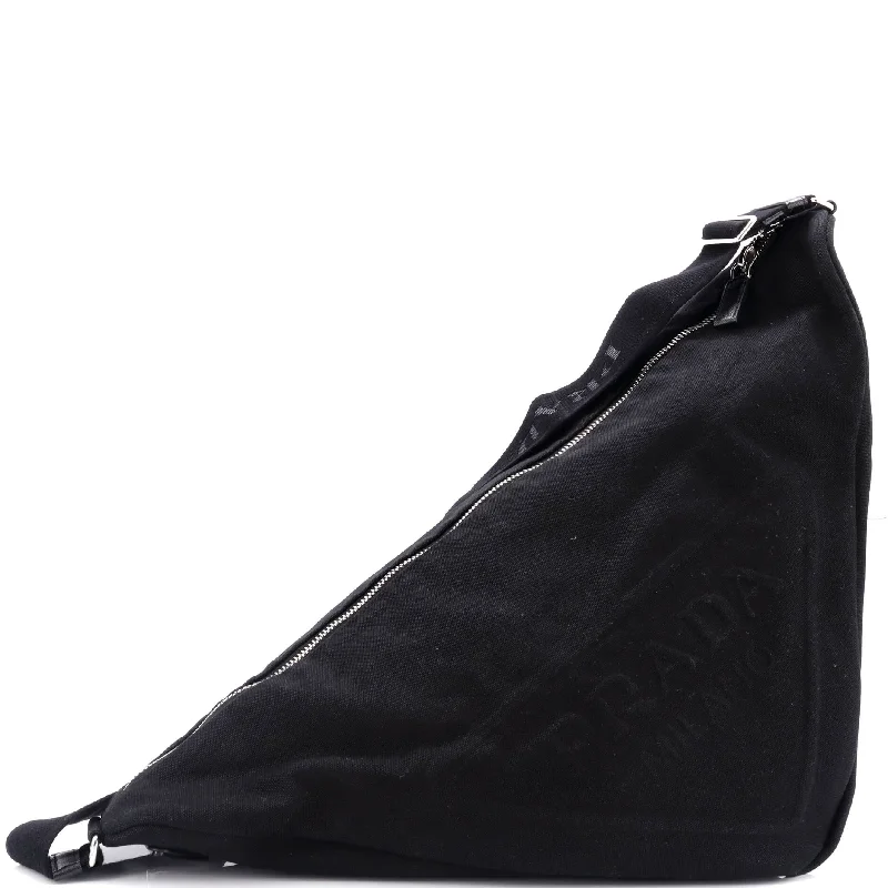 Limited-Time Offer On Trendy Bags Triangle Logo Zip Crossbody Bag Embossed Canvas Large