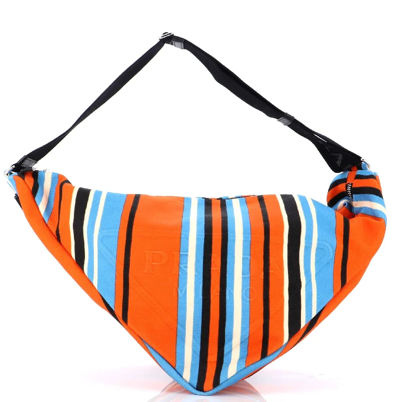 Sporty Bags For Active And Athletic Lifestyles Triangle Logo Zip Crossbody Bag Printed Canvas Large